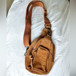 Free People Hudson Sling Bag Whiskey Suede